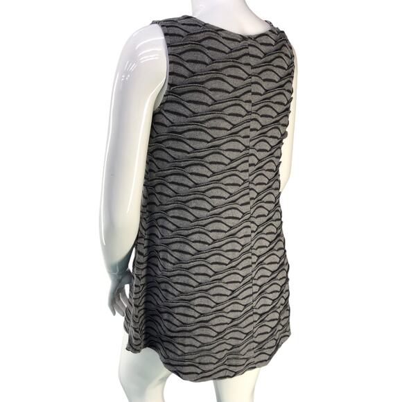 Chalet Et Ceci Womens Size M Dress Tank Scalloped Textured Black Gray USA Made - Picture 6 of 15